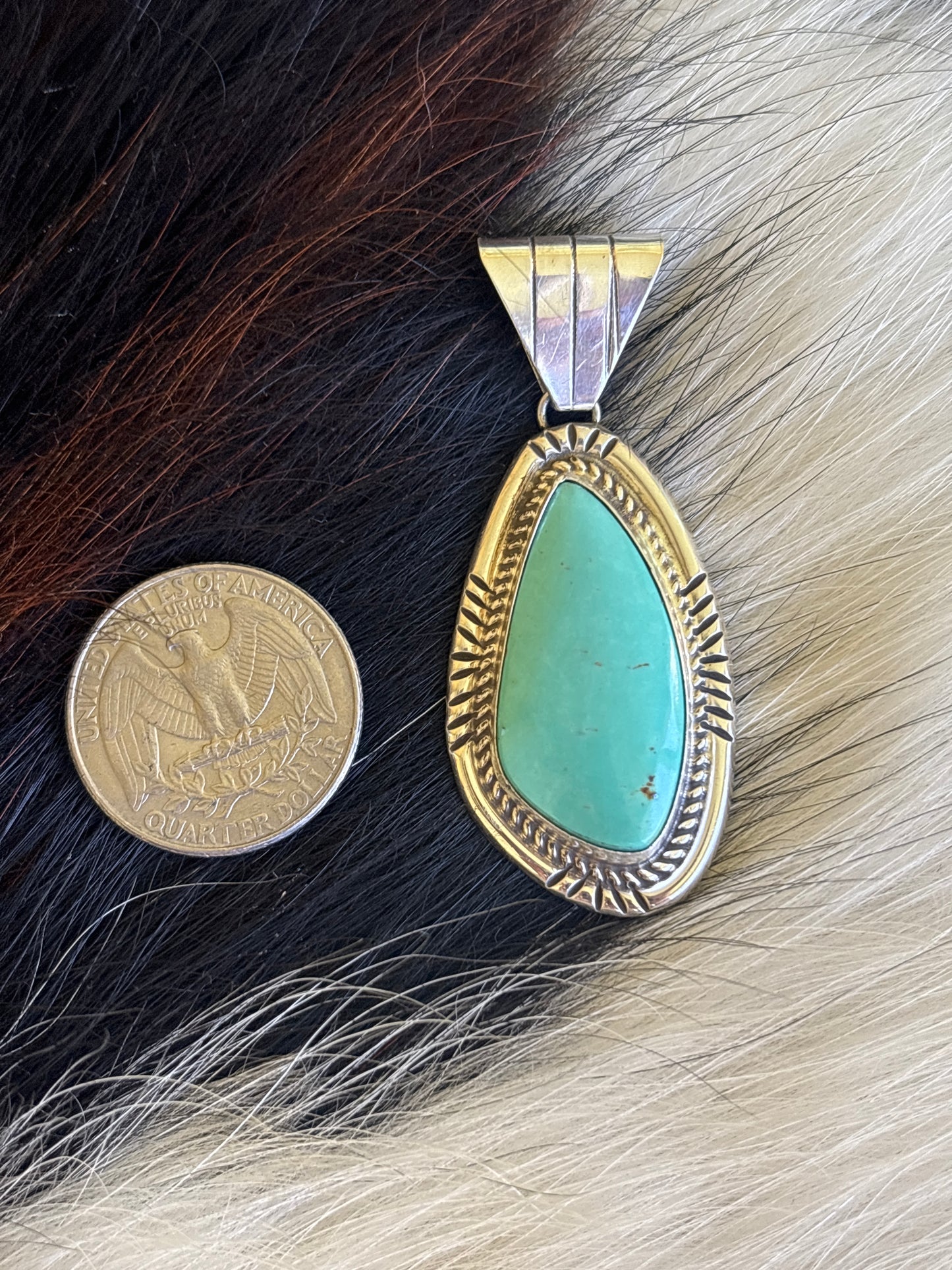 Native American, Hand-Made, Turquoise & Sterling Silver Pendant