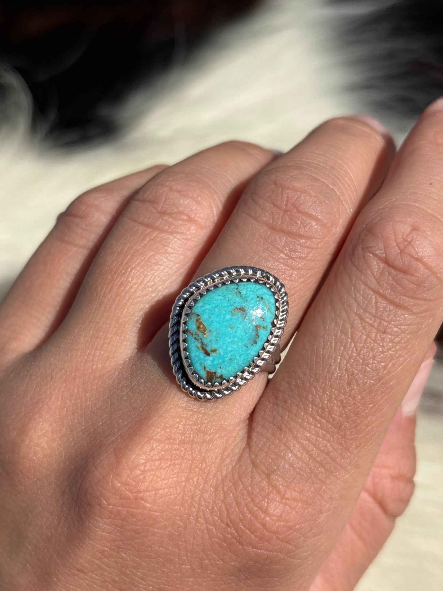 Native American, Hand-Made, Turquoise & Sterling Silver Ring