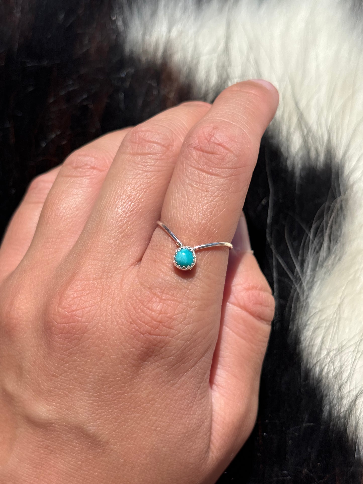 Native American, Hand-Made, Turquoise & Sterling Silver Ring Size 7.75