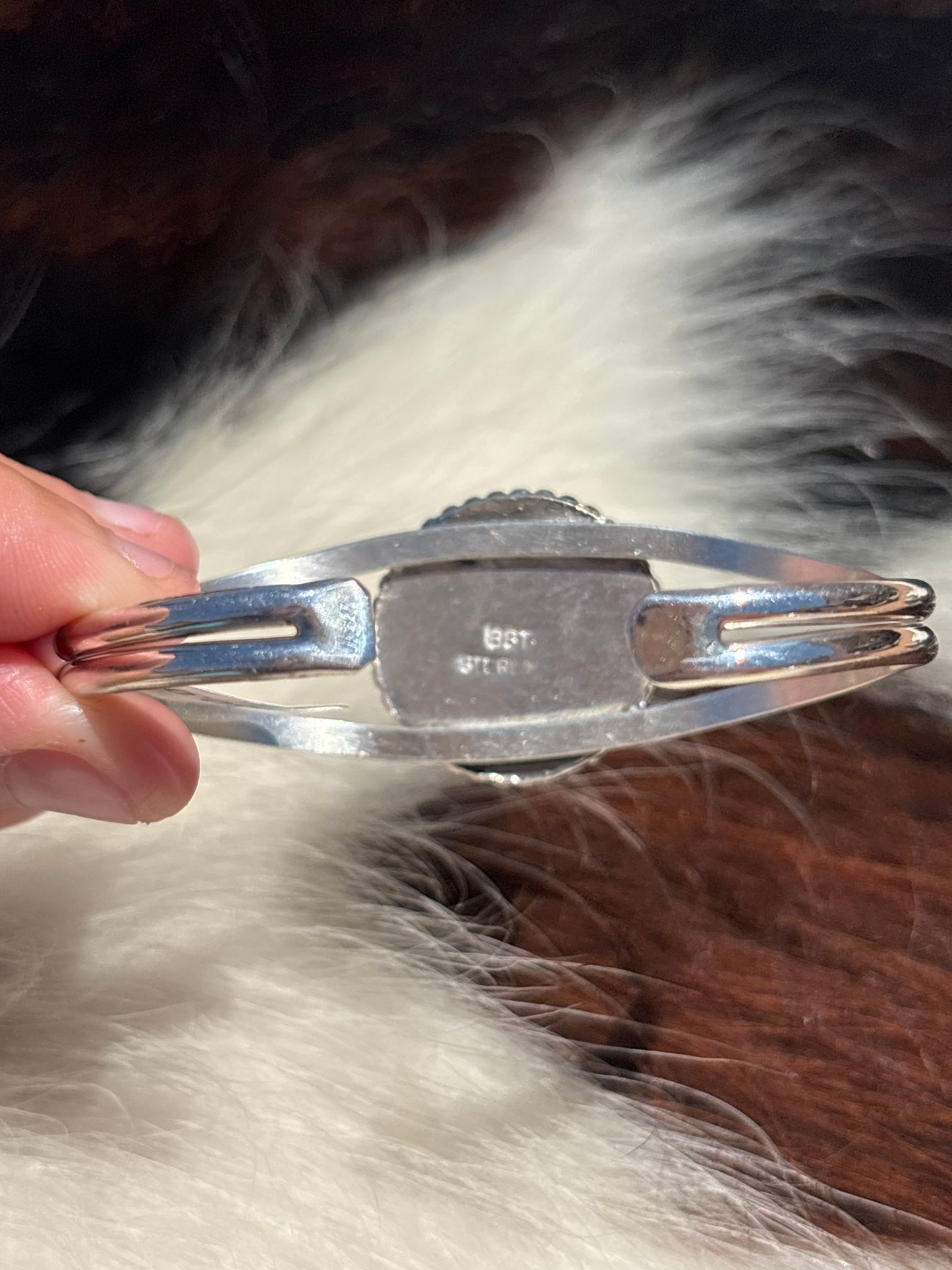 Native American, Handmade, Cowrie & Sterling Silver Cuff