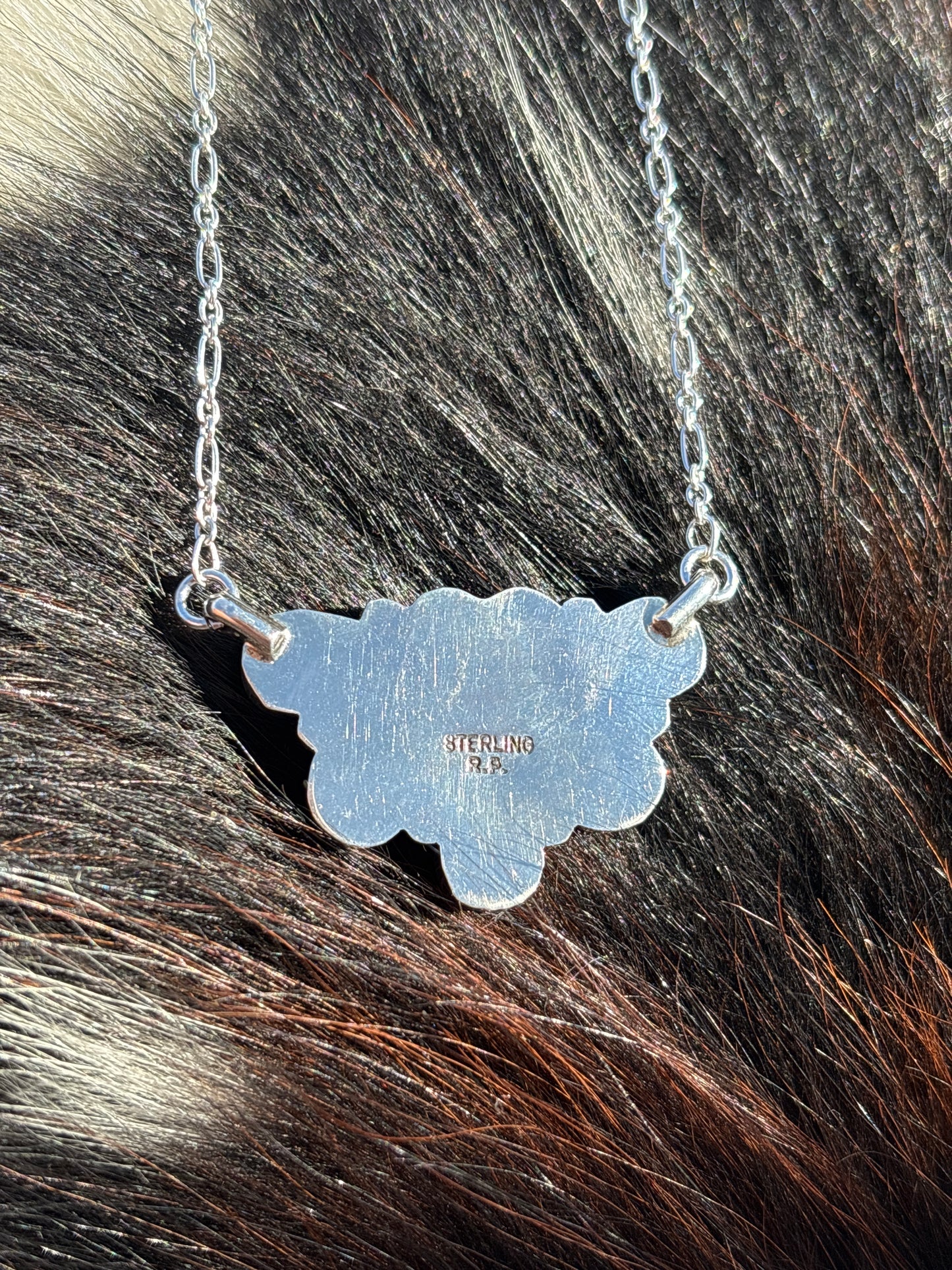 Native American, Hand-Made, Pink Conch, Turquoise & Sterling Silver Necklace