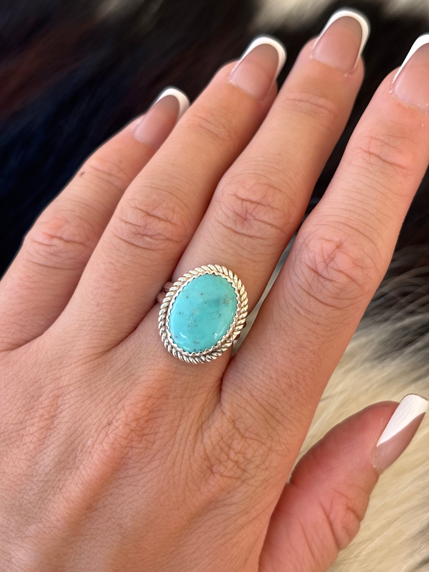 Native American, Hand-Made, Turquoise & Sterling Silver Ring
