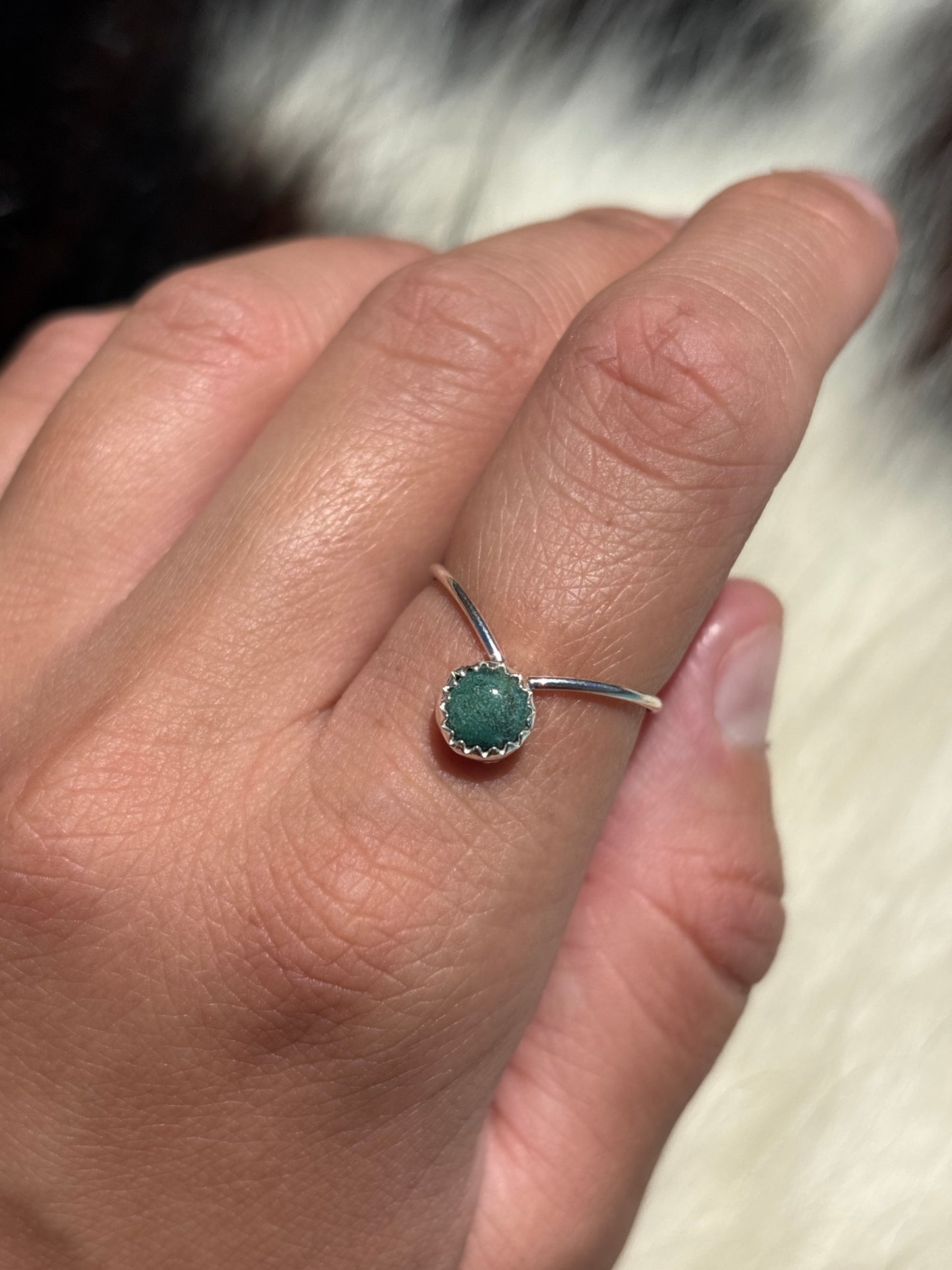 Native American, Hand-Made, Turquoise & Sterling Silver Ring Size 7.5