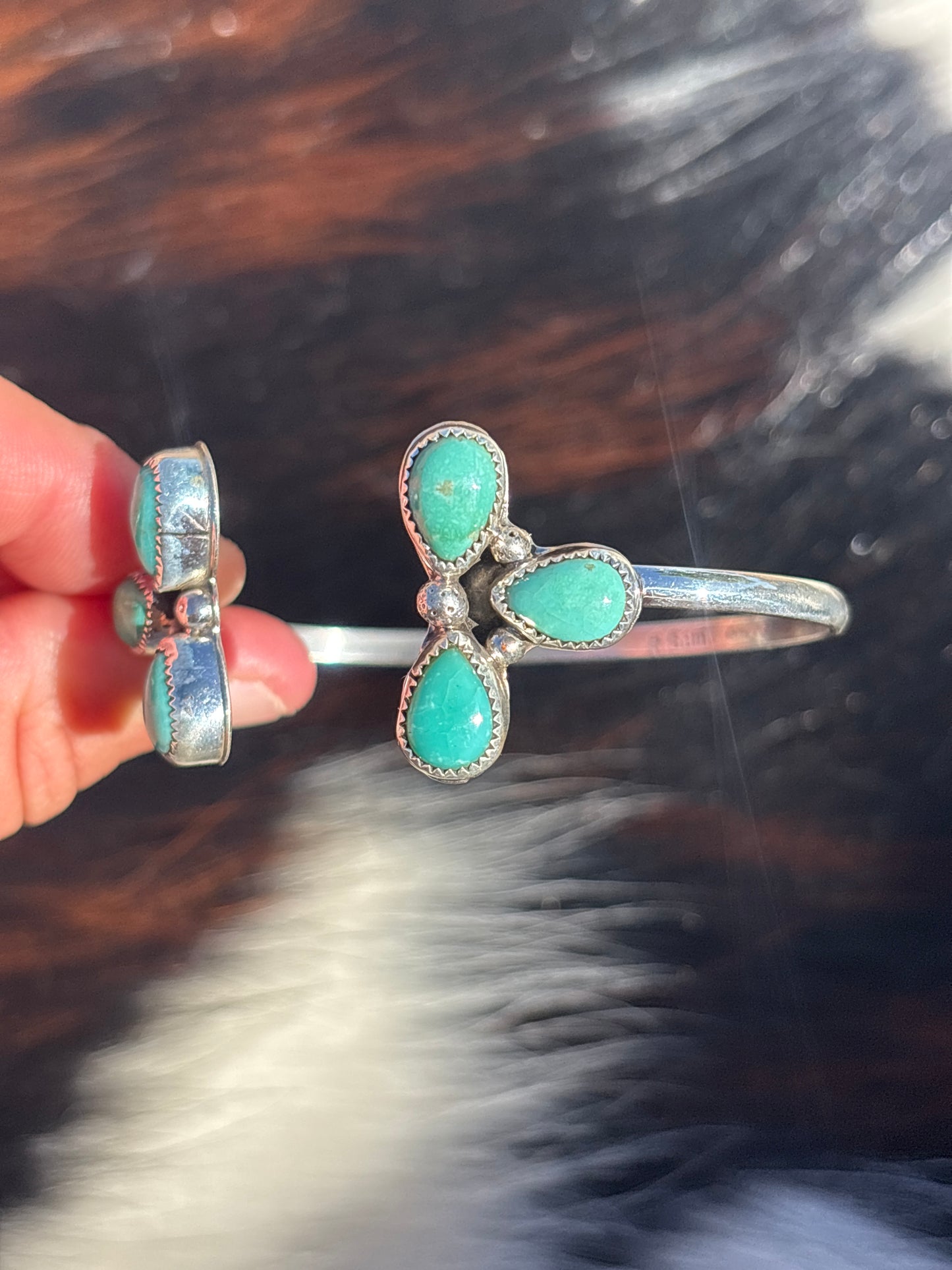 Native American, Handmade, Turquoise & Sterling Silver Cuff