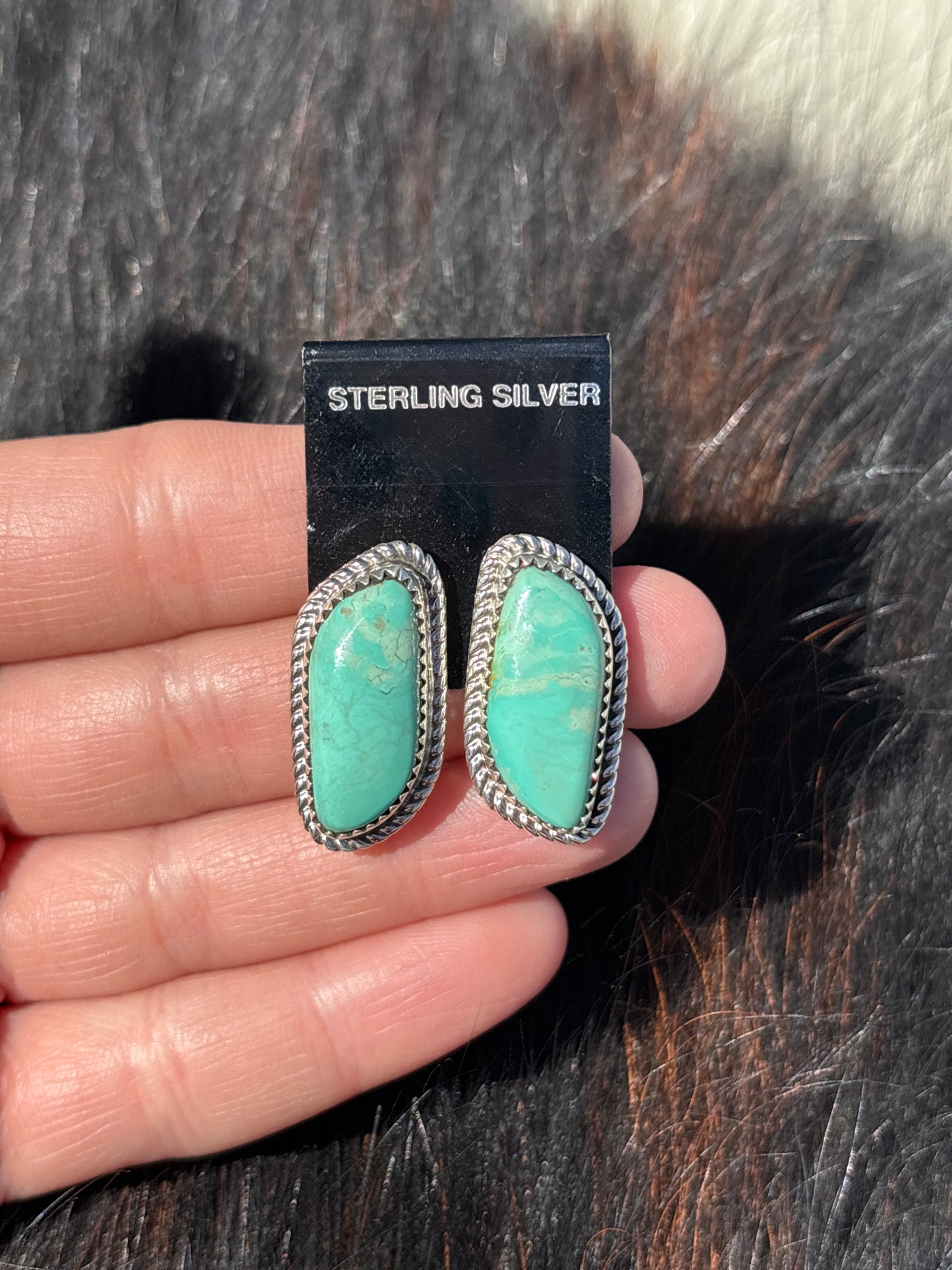 Native Made, Turquoise & Sterling Silver Earrings
