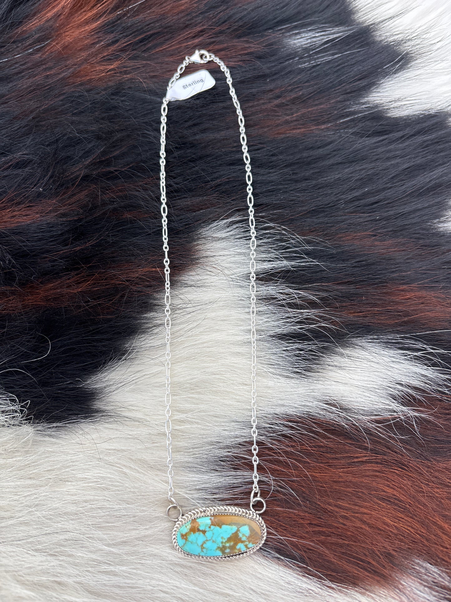 Native American, Hand-Made, Turquoise & Sterling Silver Necklace