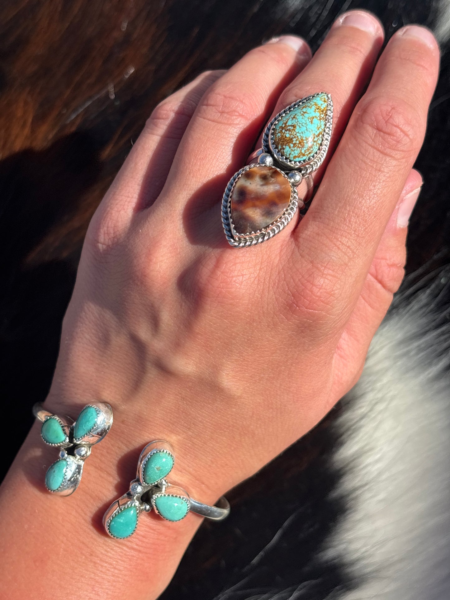 Native American, Handmade, Turquoise & Sterling Silver Cuff