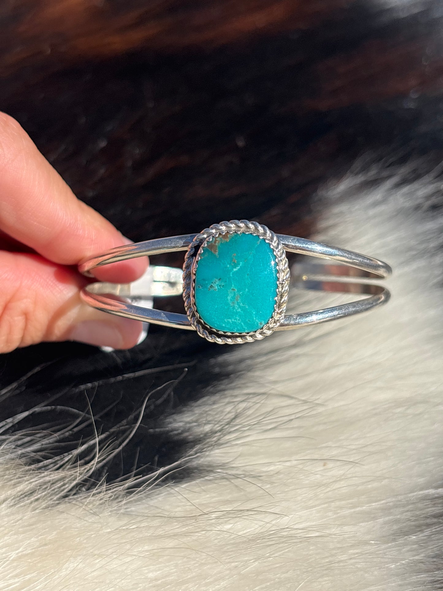 Native American, Handmade, Turquoise & Sterling Silver Cuff