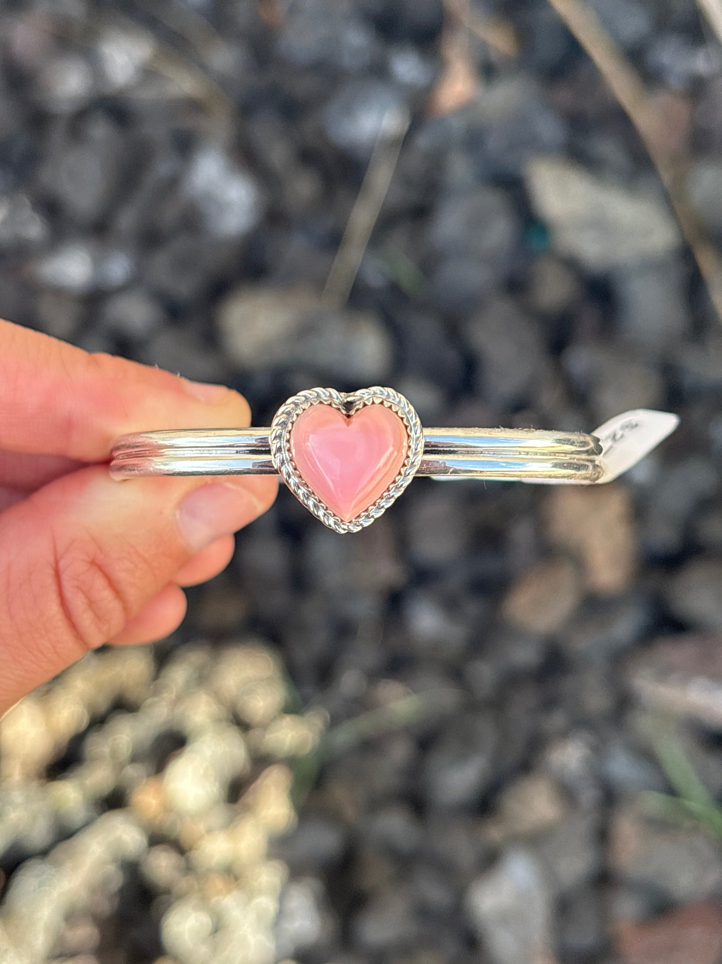 Native American, Handmade, Pink Conch & Sterling Silver Cuff