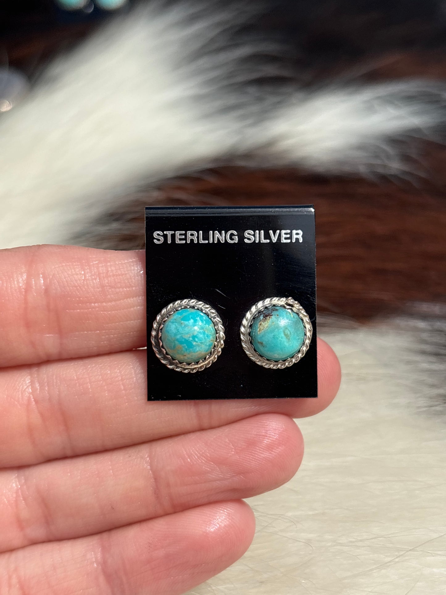 Native Made, Turquoise & Sterling Silver Earrings