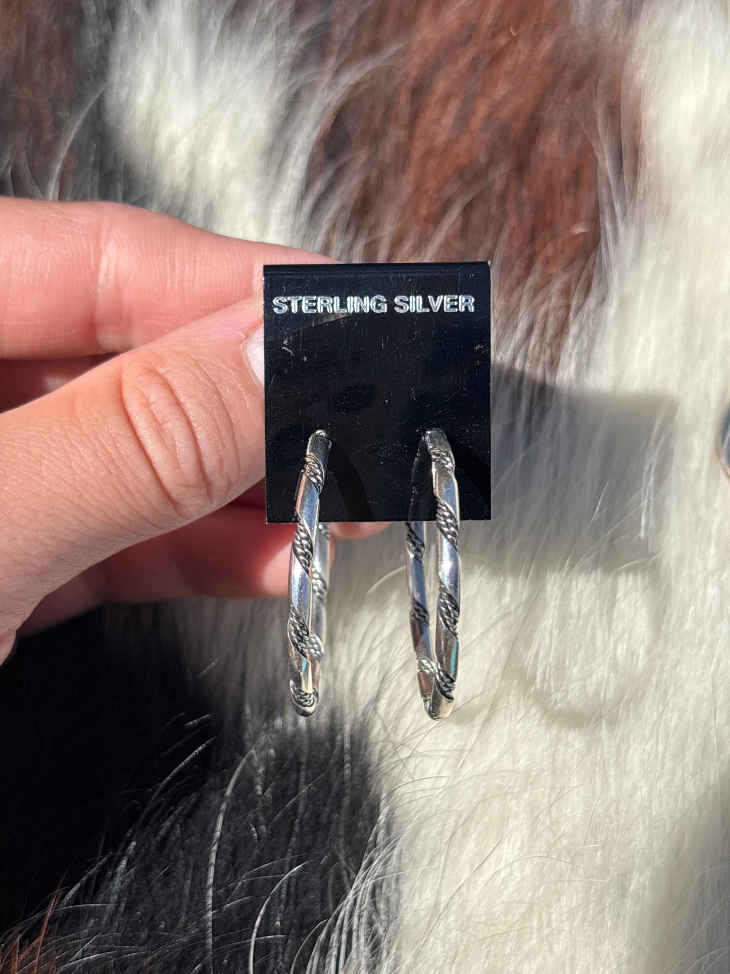 Native American, Hand-Made, Sterling Silver Hoops
