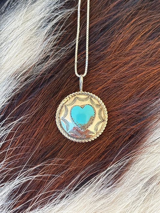 Native American, Hand-Made, Turquoise & Sterling Silver Necklace