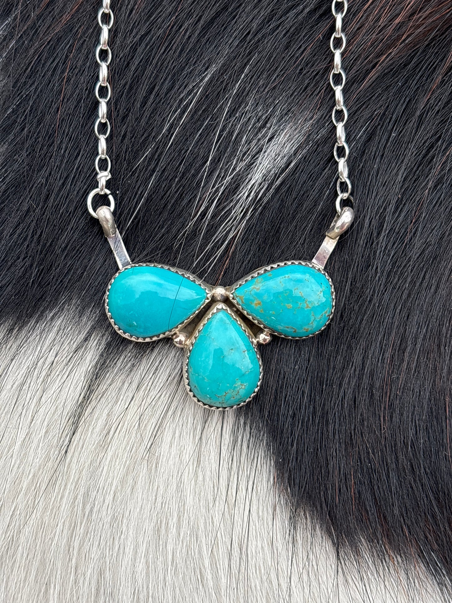 Native American, Hand-Made, Turquoise & Sterling Silver Necklace