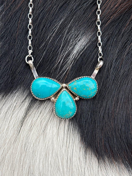 Native American, Hand-Made, Turquoise & Sterling Silver Necklace
