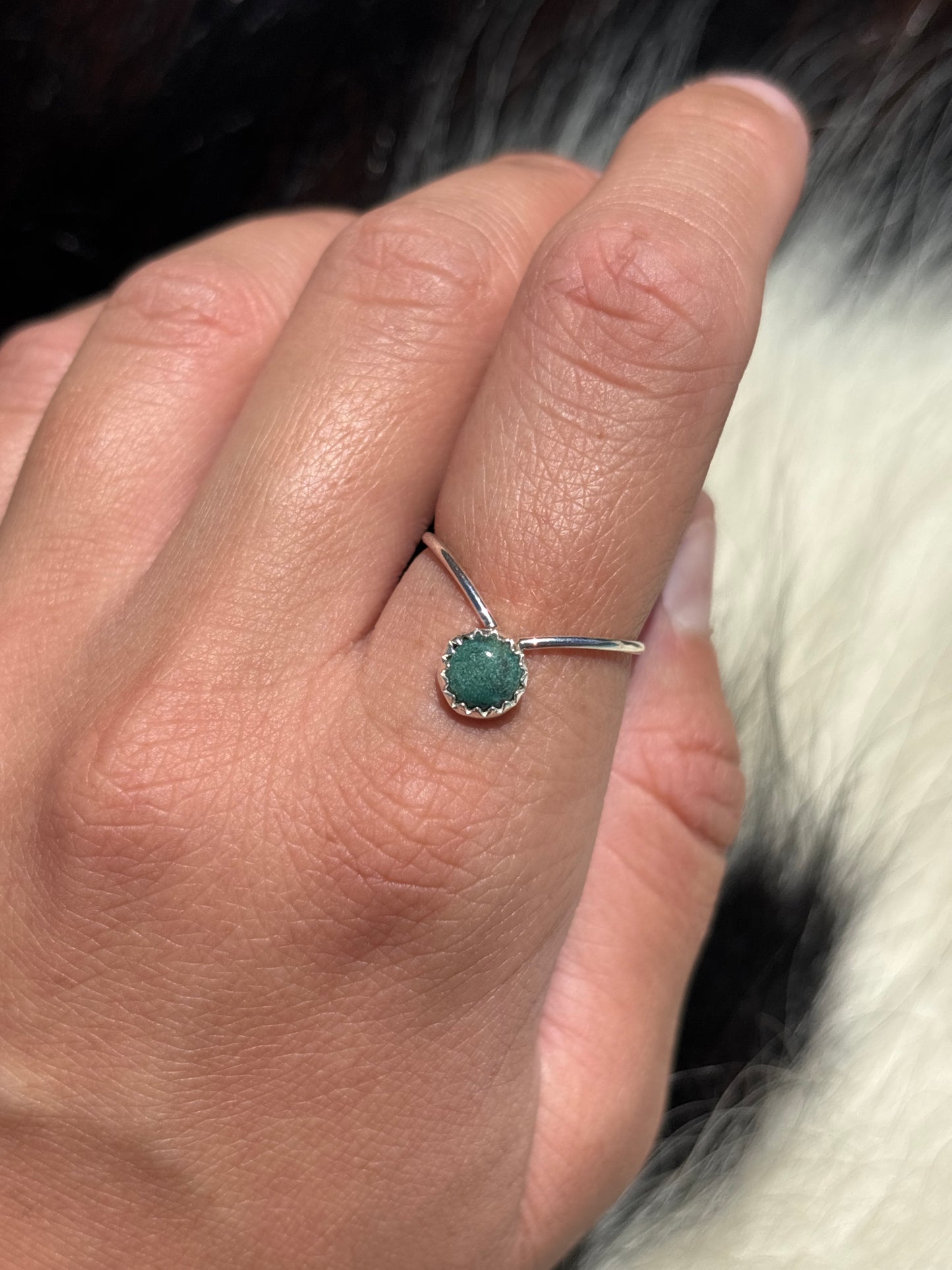 Native American, Hand-Made, Turquoise & Sterling Silver Ring Size 7.5