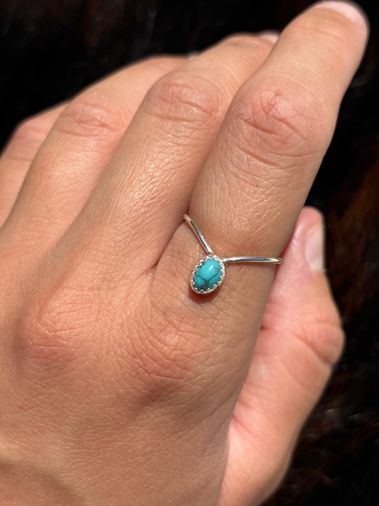 Native American, Hand-Made, Turquoise & Sterling Silver Ring Size 7