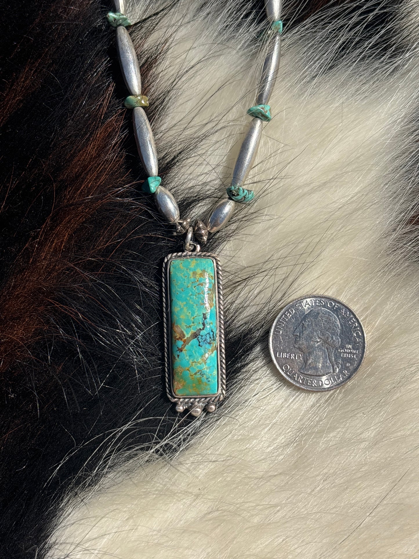 Vintage Native American, Hand-Made, Turquoise & Sterling Silver Necklace