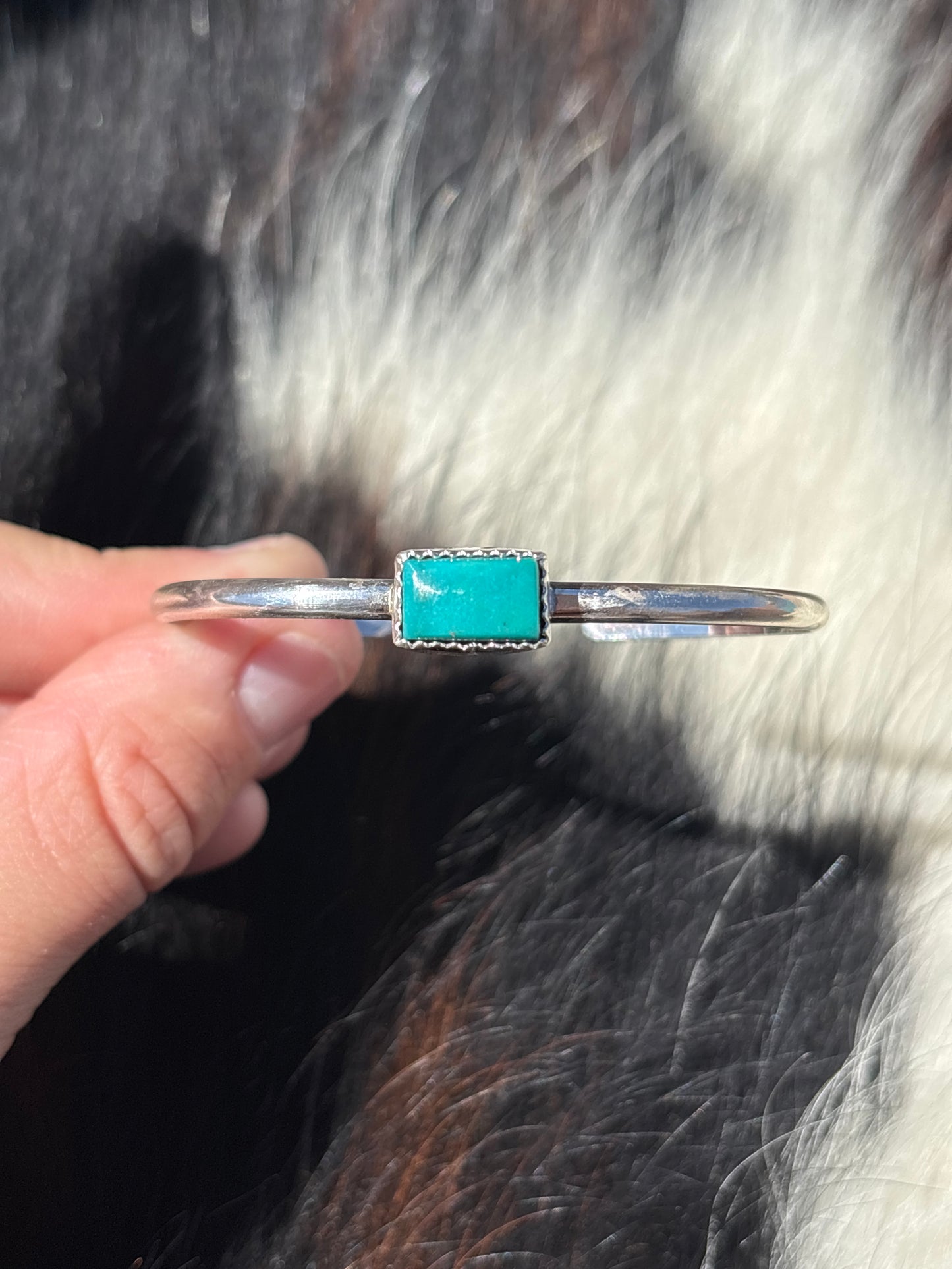 Native American, Handmade, Turquoise & Sterling Silver Cuff