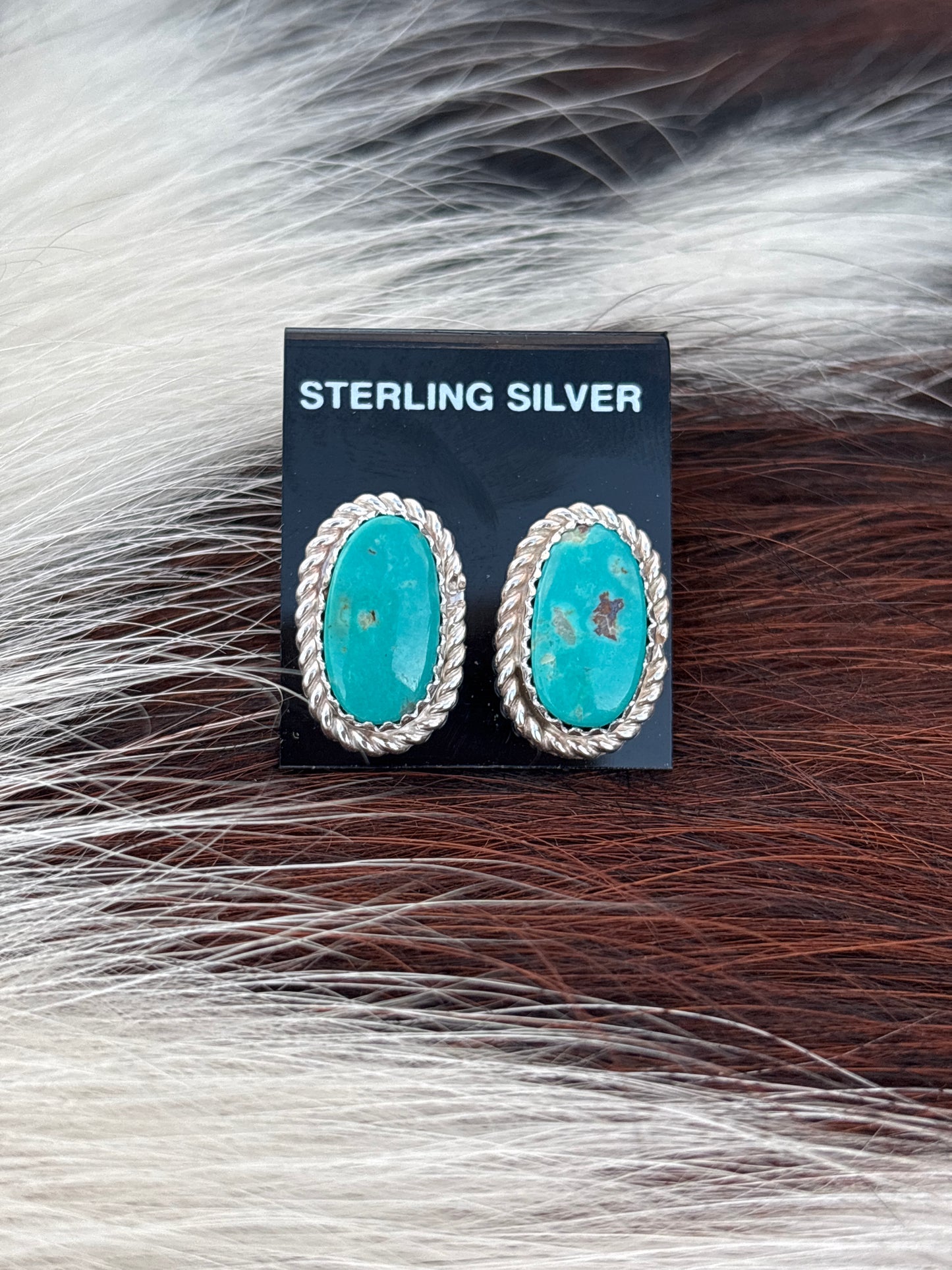Native Made, Turquoise & Sterling Silver Earrings