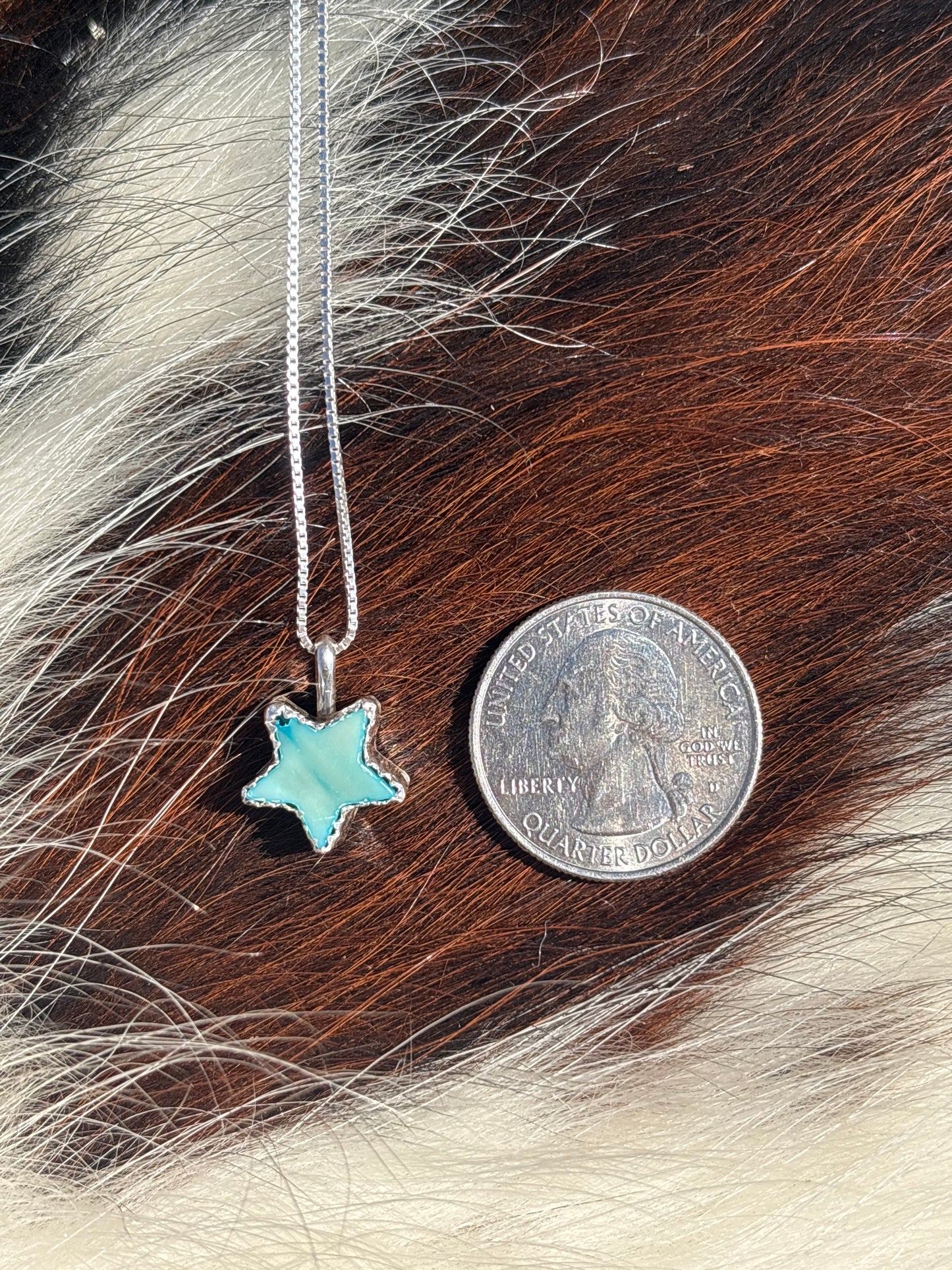 Native American, Hand-Made, Mother of Pearl & Sterling Silver Star Necklace
