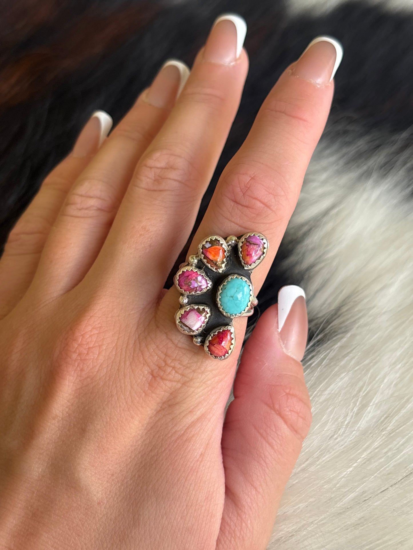 Native American, Hand-Made, Mojave, Turquoise & Sterling Silver Ring