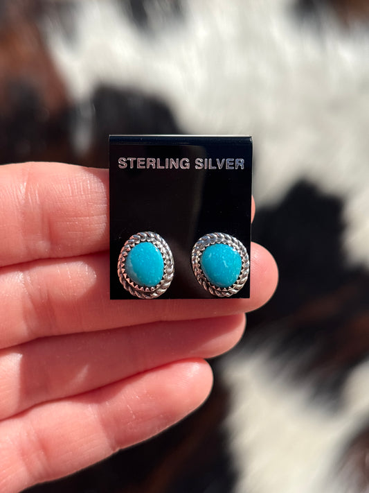 Native Made, Turquoise & Sterling Silver Earrings