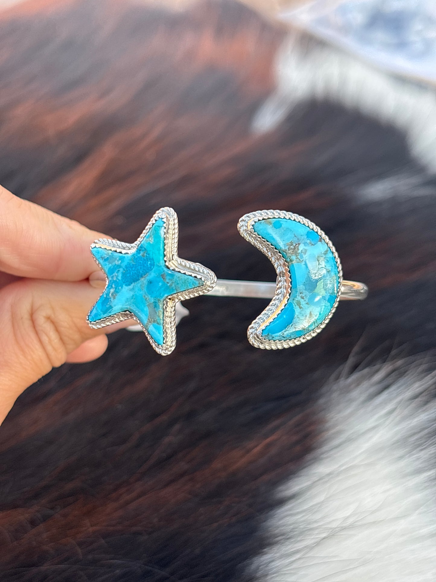 Native American, Handmade, Mojave Turquoise & Sterling Silver Cuff