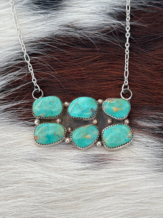 Native American, Hand-Made, Turquoise & Sterling Silver Necklace