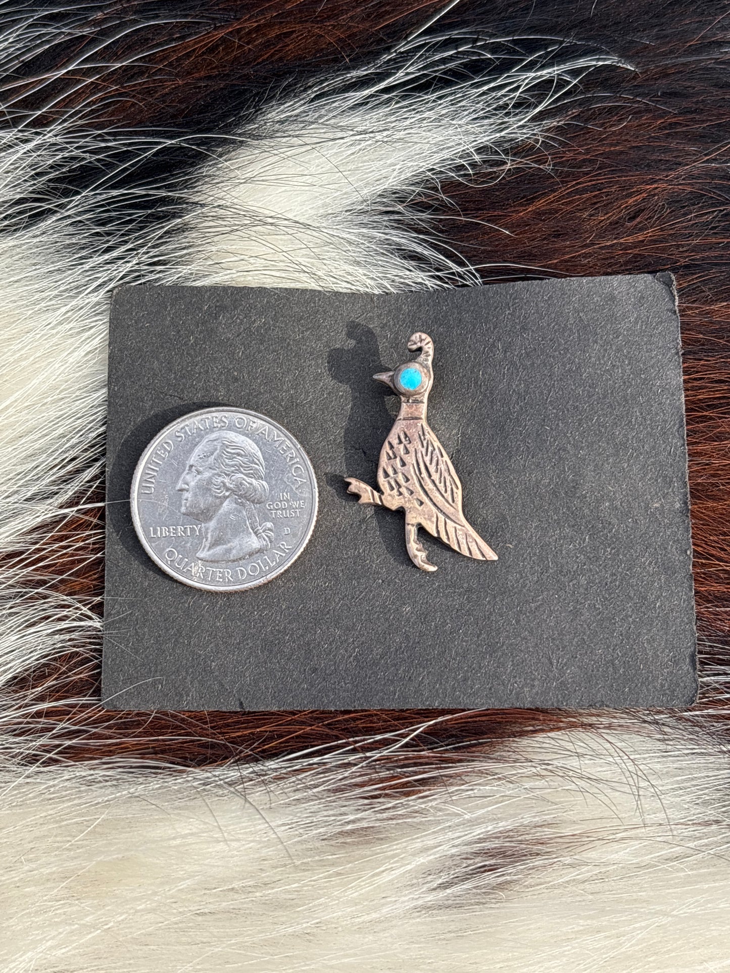 Vintage Native American, Hand-Made, Turquoise & Sterling Silver Brooch
