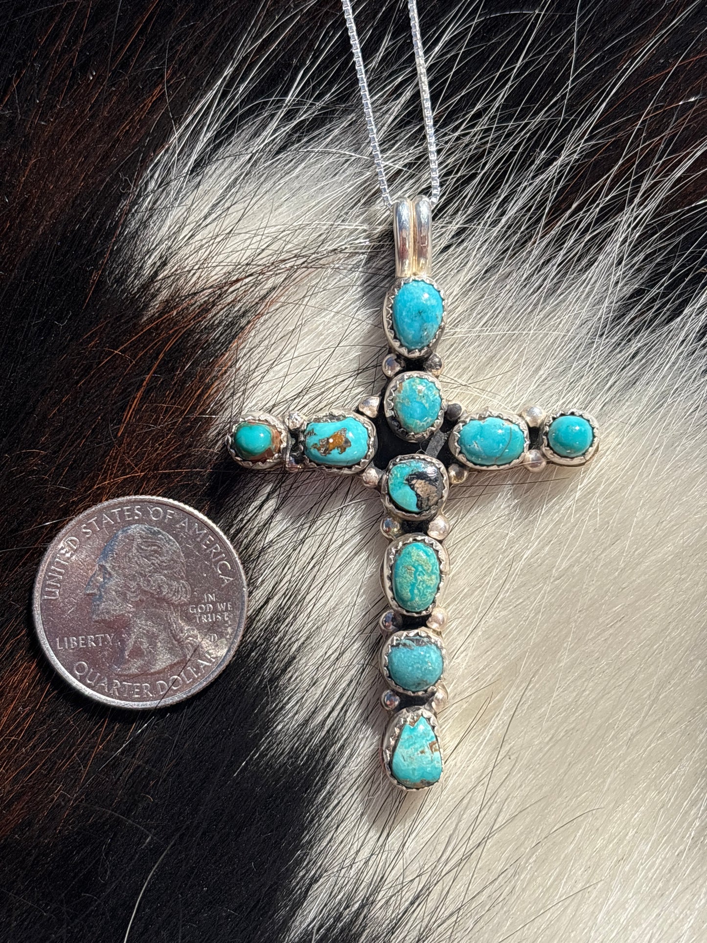 Native American, Hand-Made, Turquoise & Sterling Silver Necklace