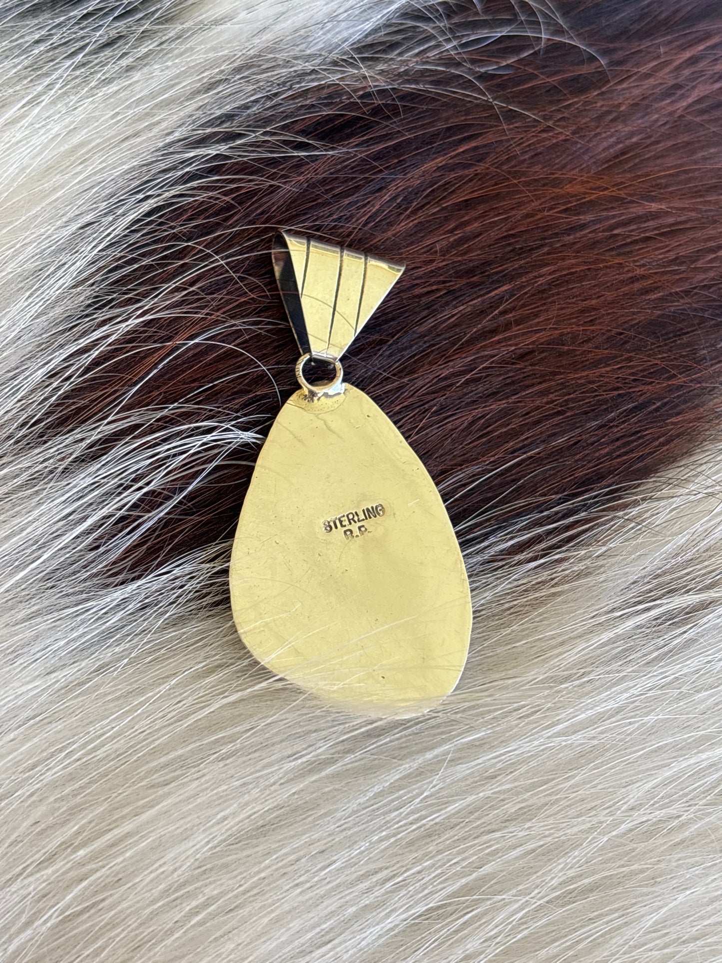 Native American, Hand-Made, Turquoise & Sterling Silver Pendant