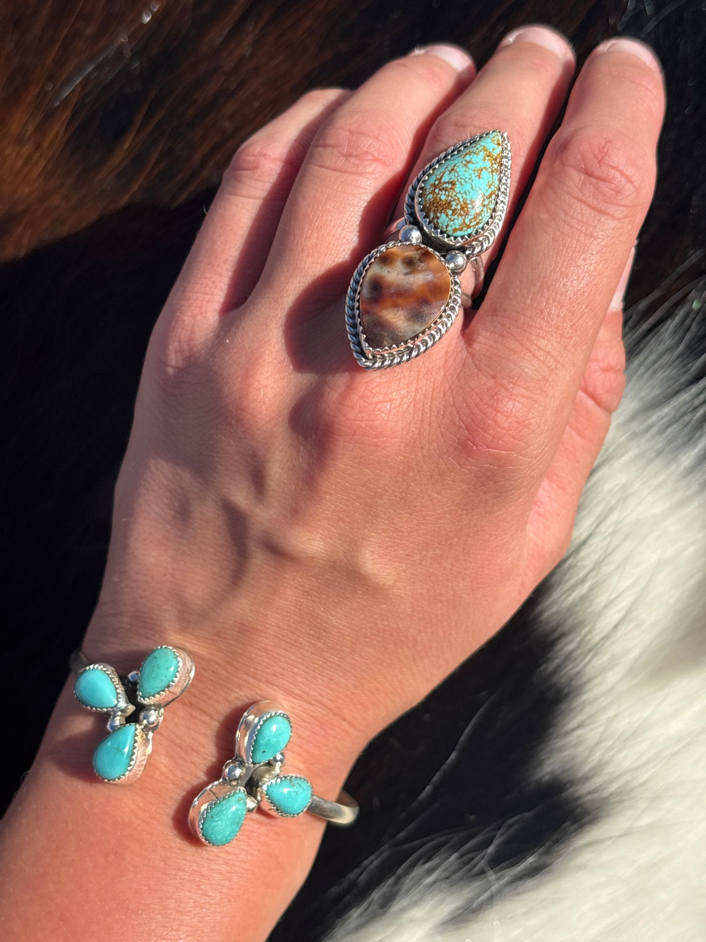 Native American, Handmade, Turquoise & Sterling Silver Cuff