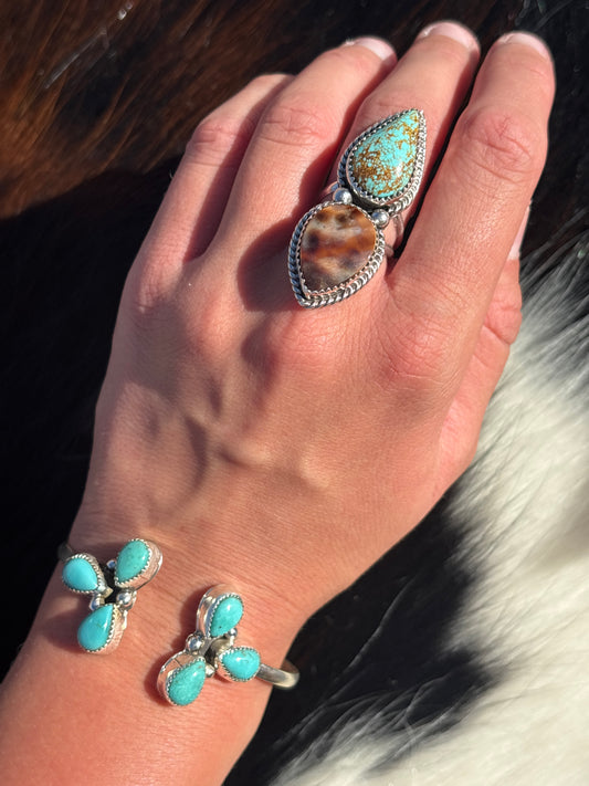 Native American, Handmade, Turquoise & Sterling Silver Cuff
