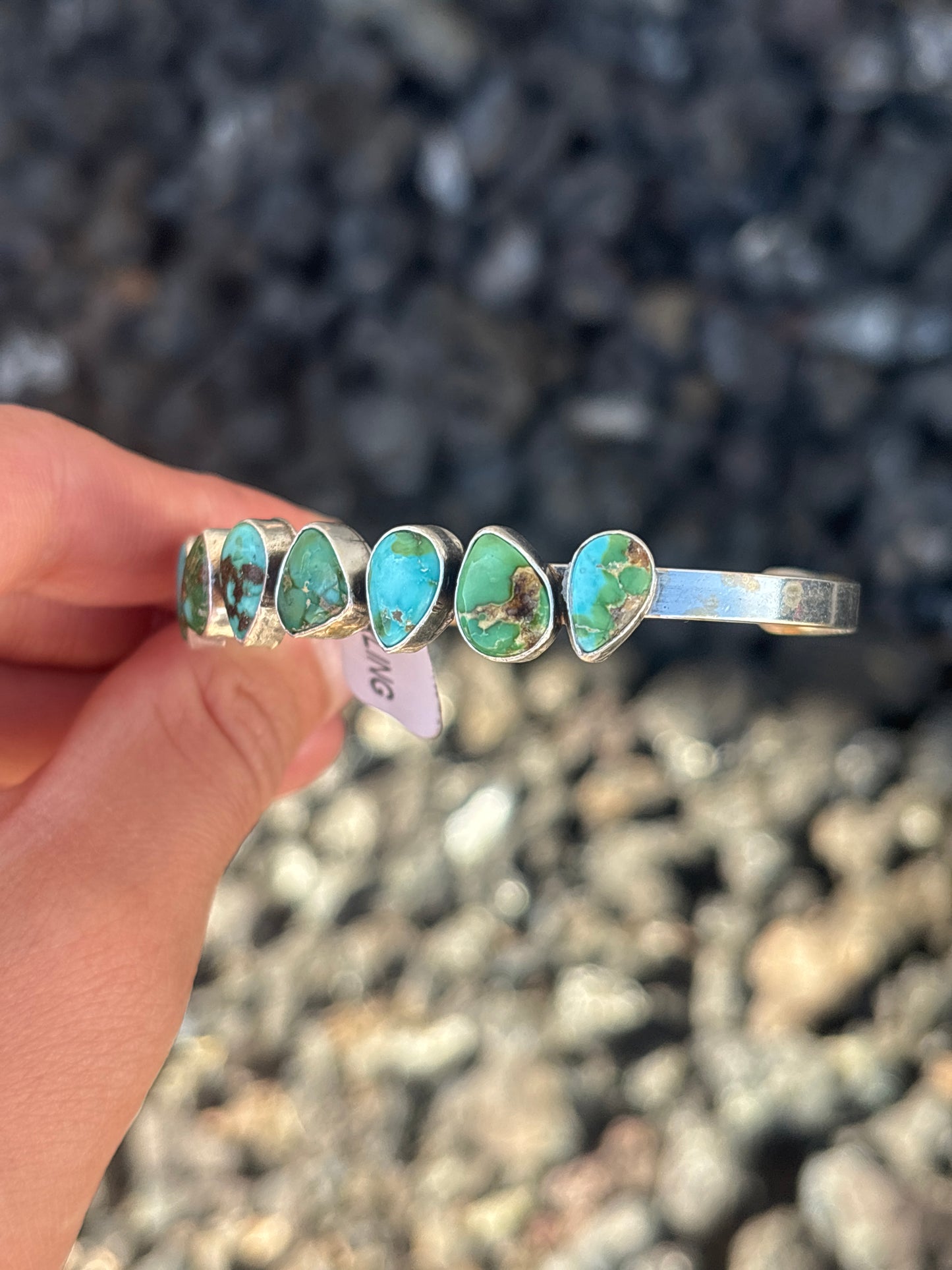 Native American, Handmade, Turquoise & Sterling Silver Cuff