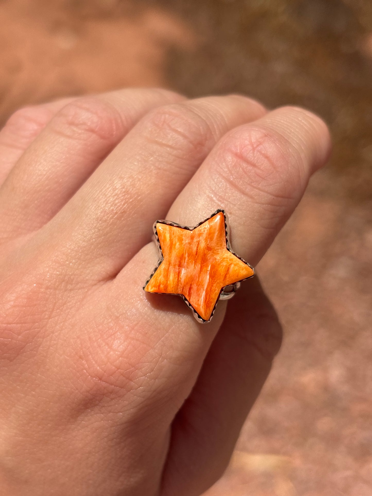 Native American, Hand-Made, Spiny Oyster & Sterling Silver Ring