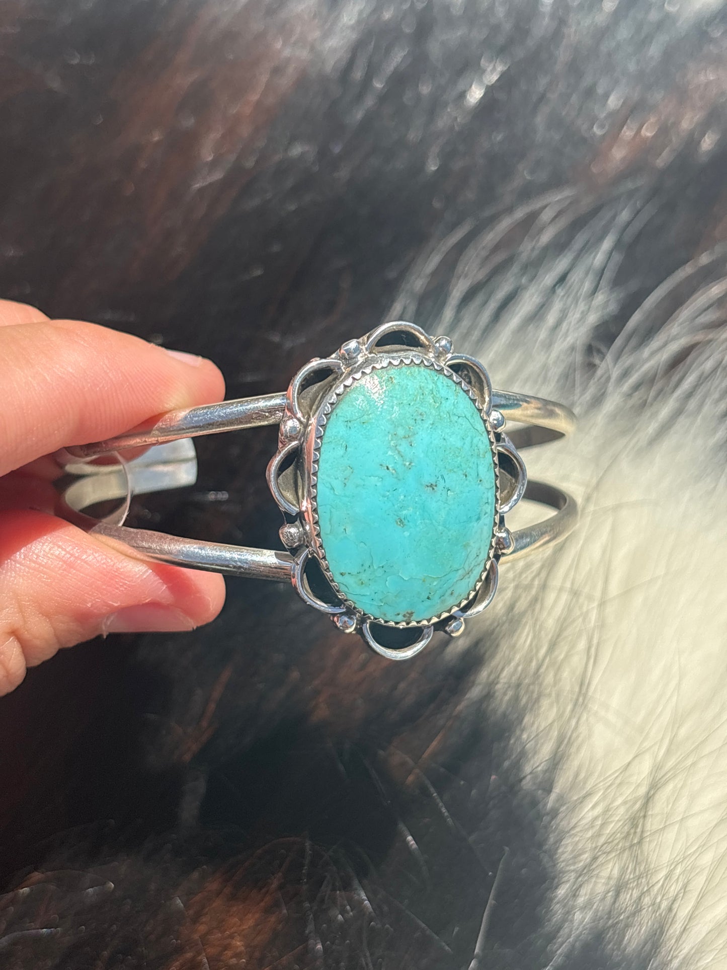 Native American, Handmade, Turquoise & Sterling Silver Cuff
