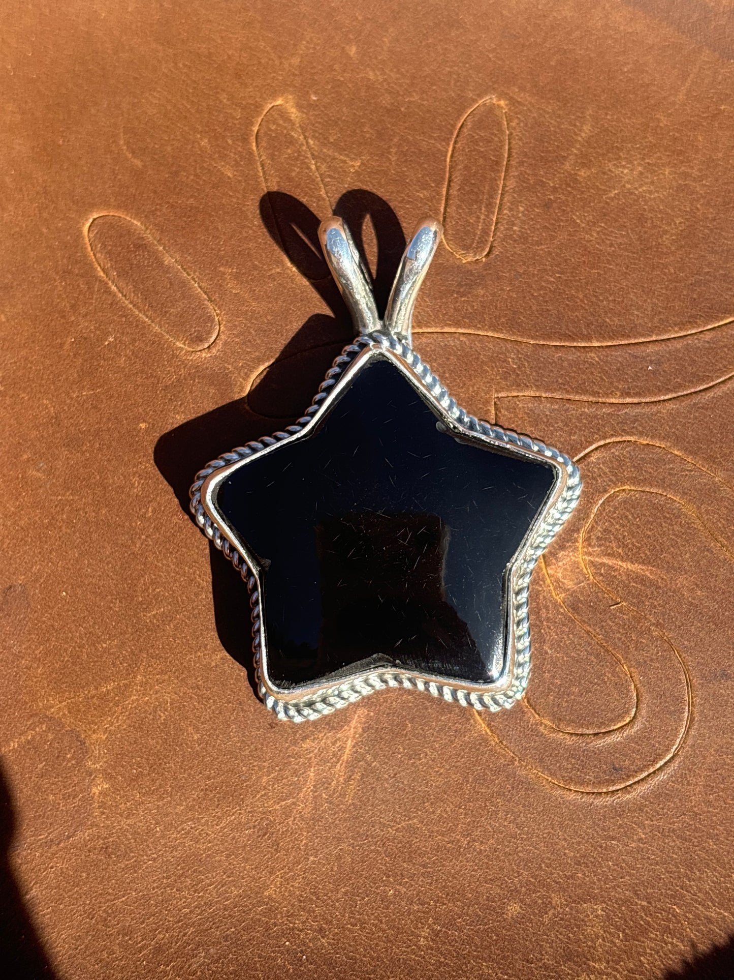 Native American, Hand-Made, Onyx & Sterling Silver Necklace