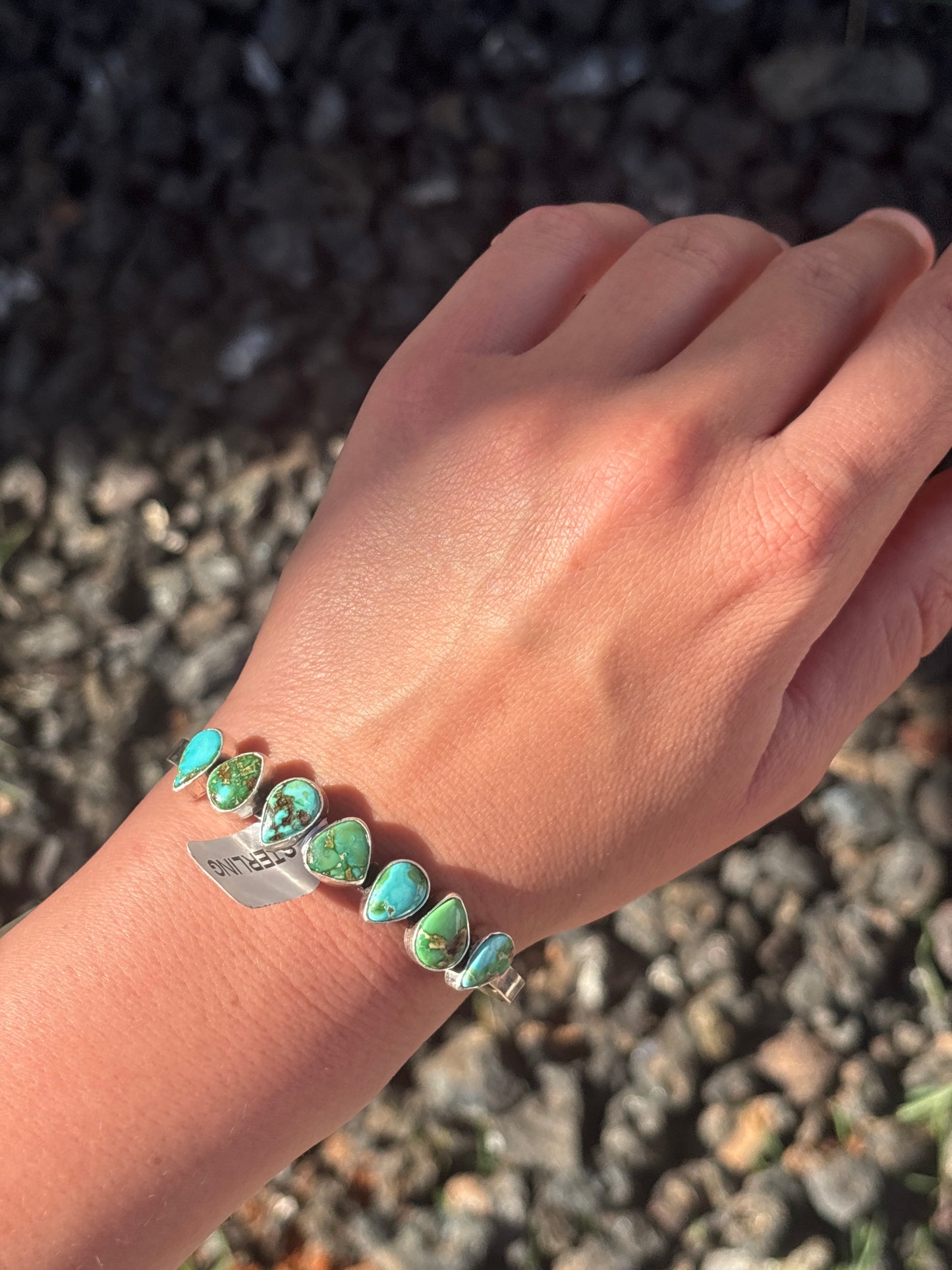 Native American, Handmade, Turquoise & Sterling Silver Cuff