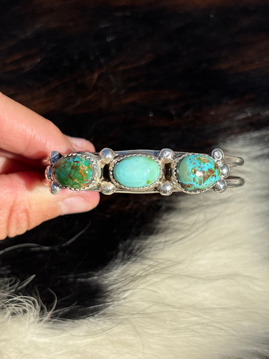 Native American, Handmade, Sierra Bella Turquoise & Sterling Silver Cuff