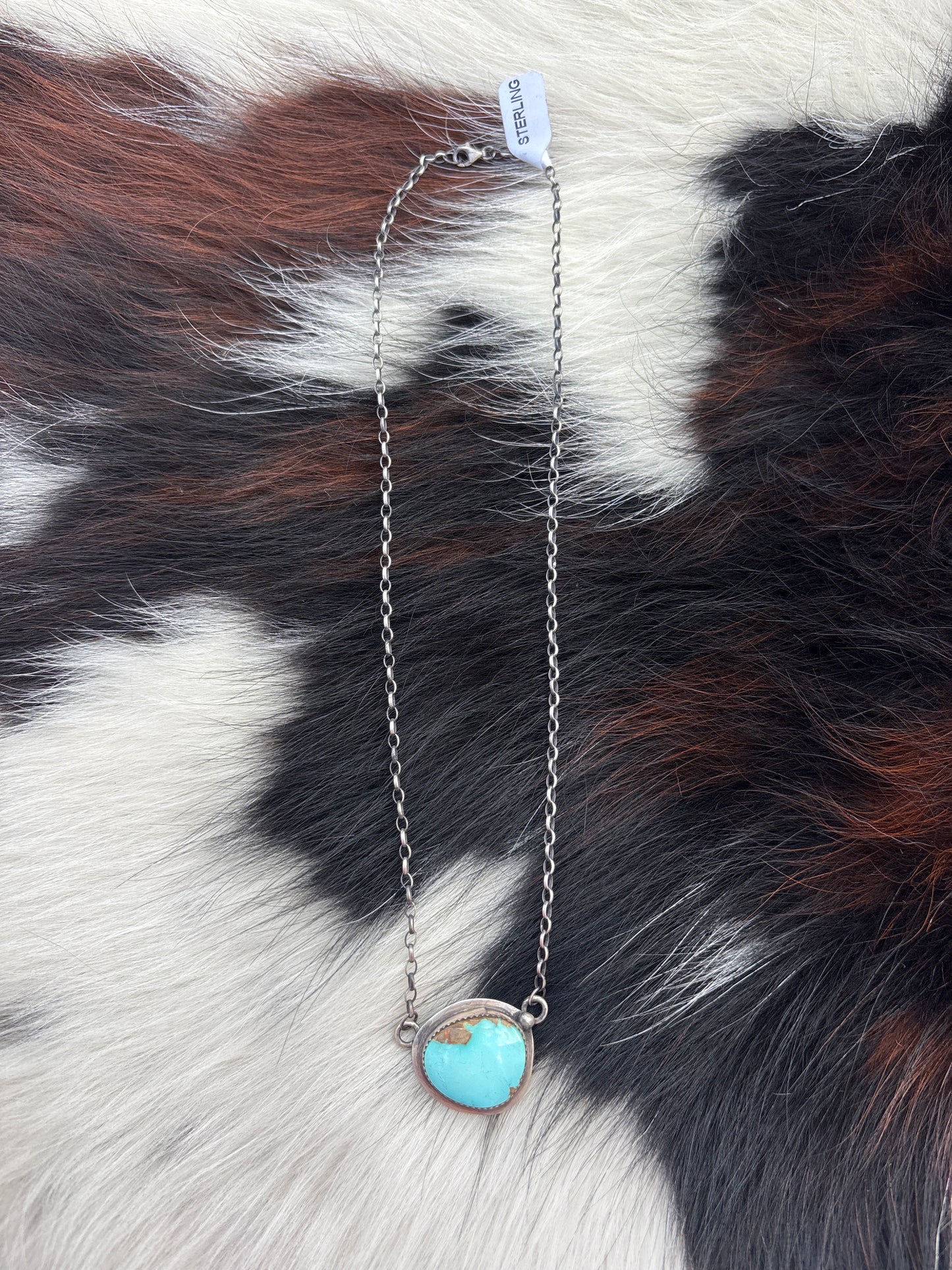 Native American, Hand-Made, Turquoise & Sterling Silver Necklace
