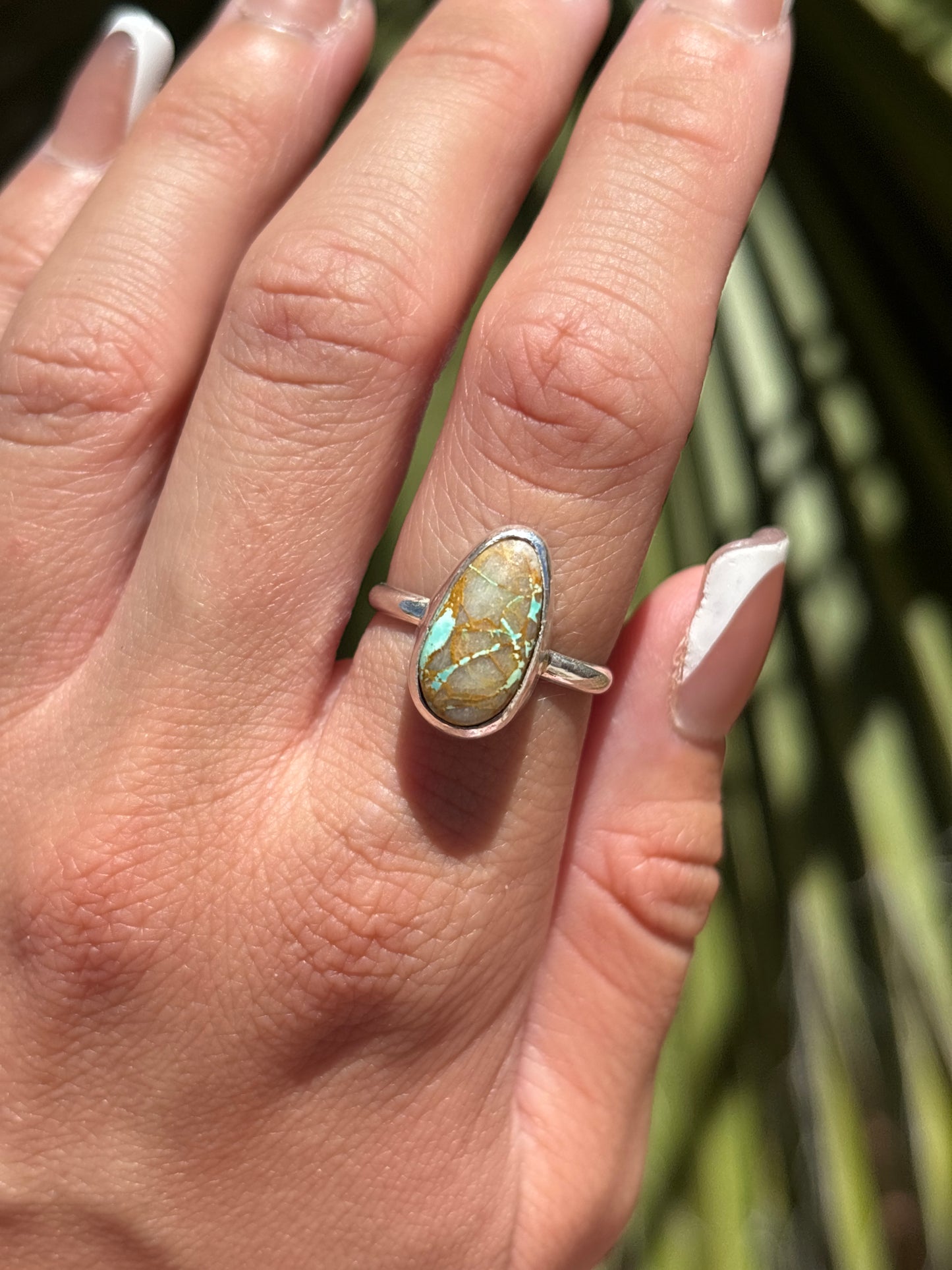 Native American, Hand-Made, Royston Turquoise & Sterling Silver Ring