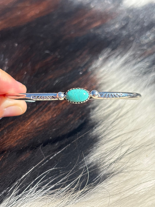 Native American, Handmade, Turquoise & Sterling Silver Cuff