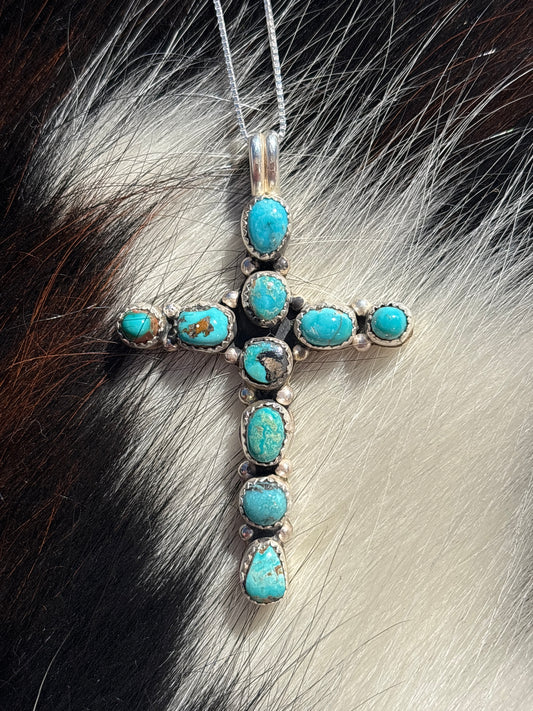 Native American, Hand-Made, Turquoise & Sterling Silver Necklace