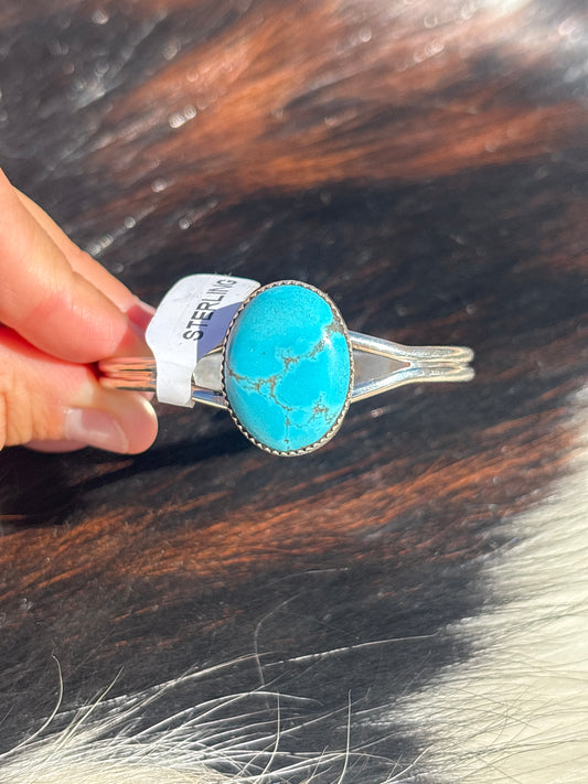 Native American, Handmade, Turquoise & Sterling Silver Cuff