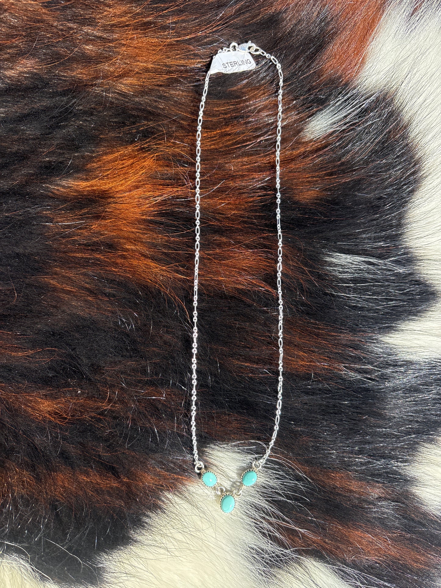 Native American, Hand-Made, Turquoise & Sterling Silver Necklace
