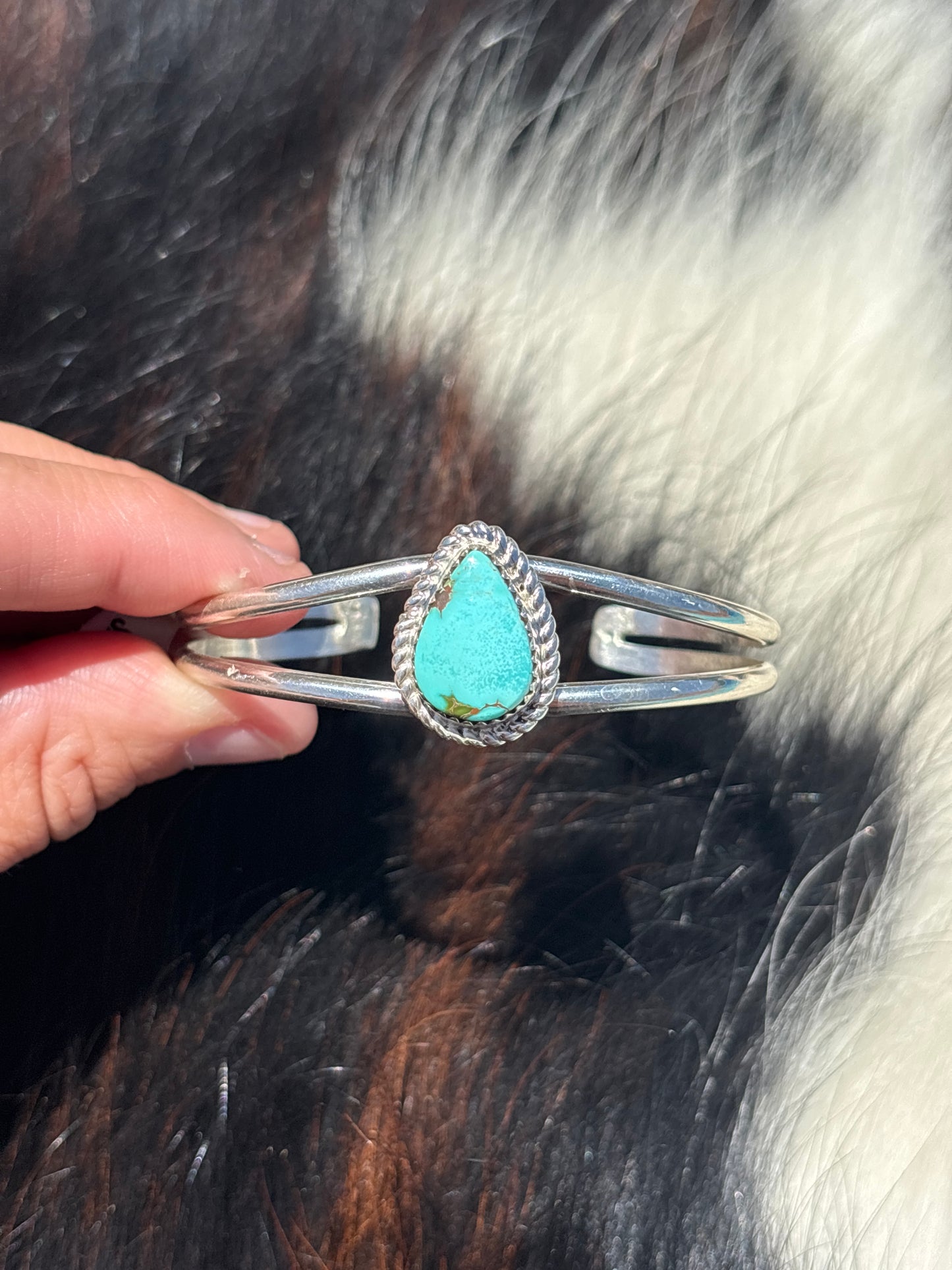 Native American, Handmade, Turquoise & Sterling Silver Cuff