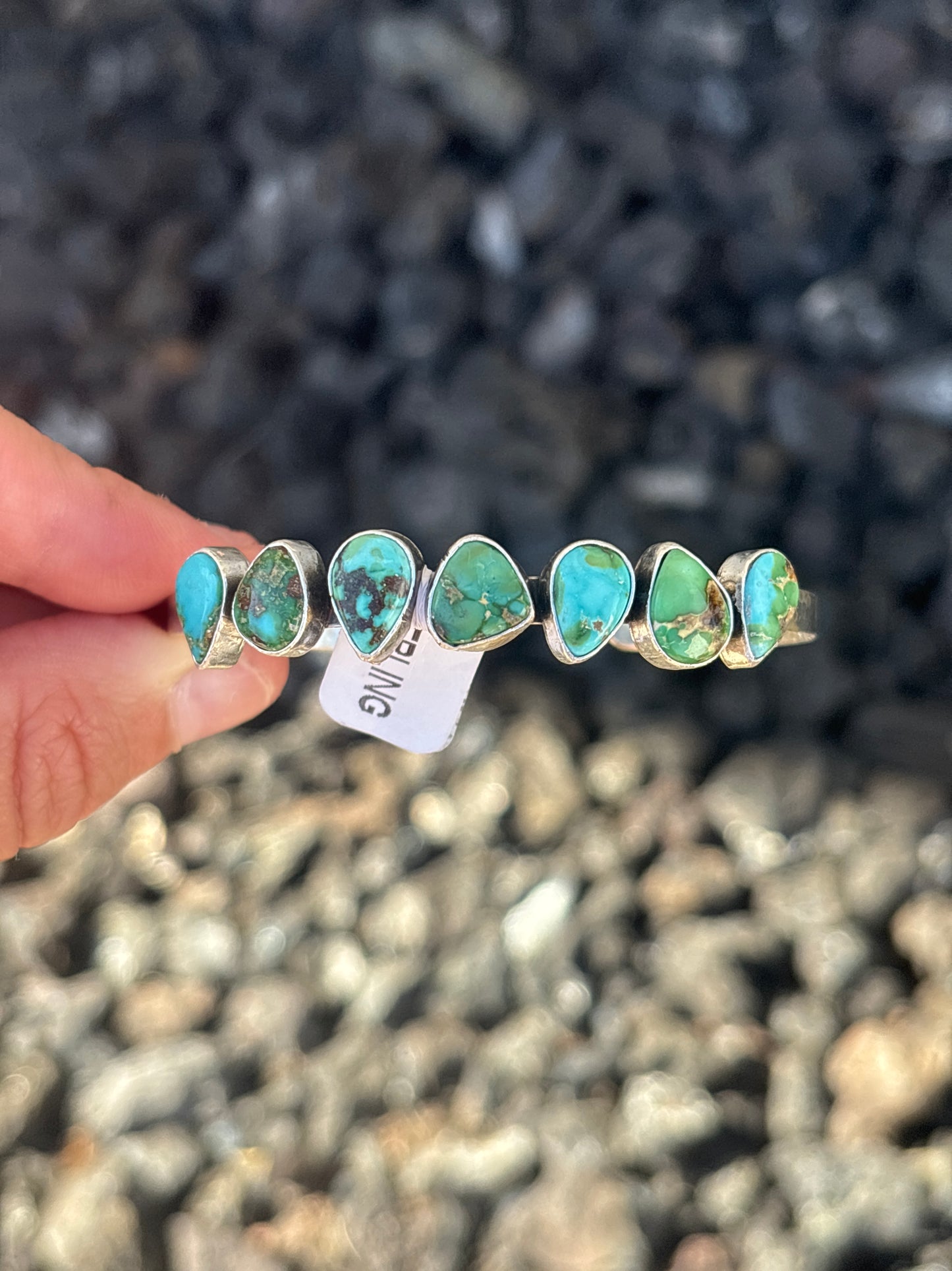Native American, Handmade, Turquoise & Sterling Silver Cuff