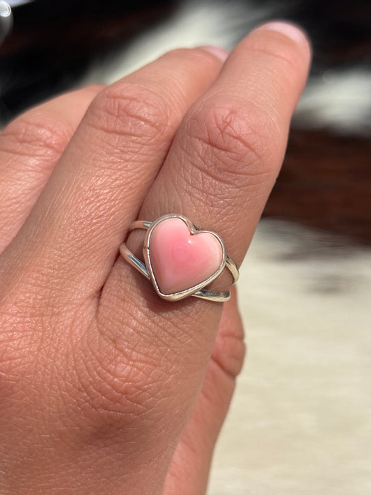 Native American, Hand-Made, Pink Conch & Sterling Silver Ring