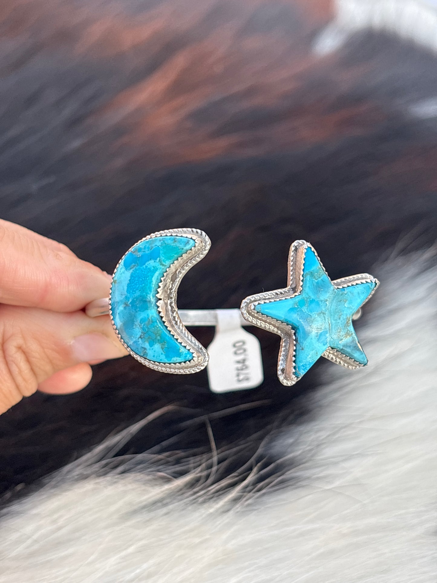 Native American, Handmade, Mojave Turquoise & Sterling Silver Cuff
