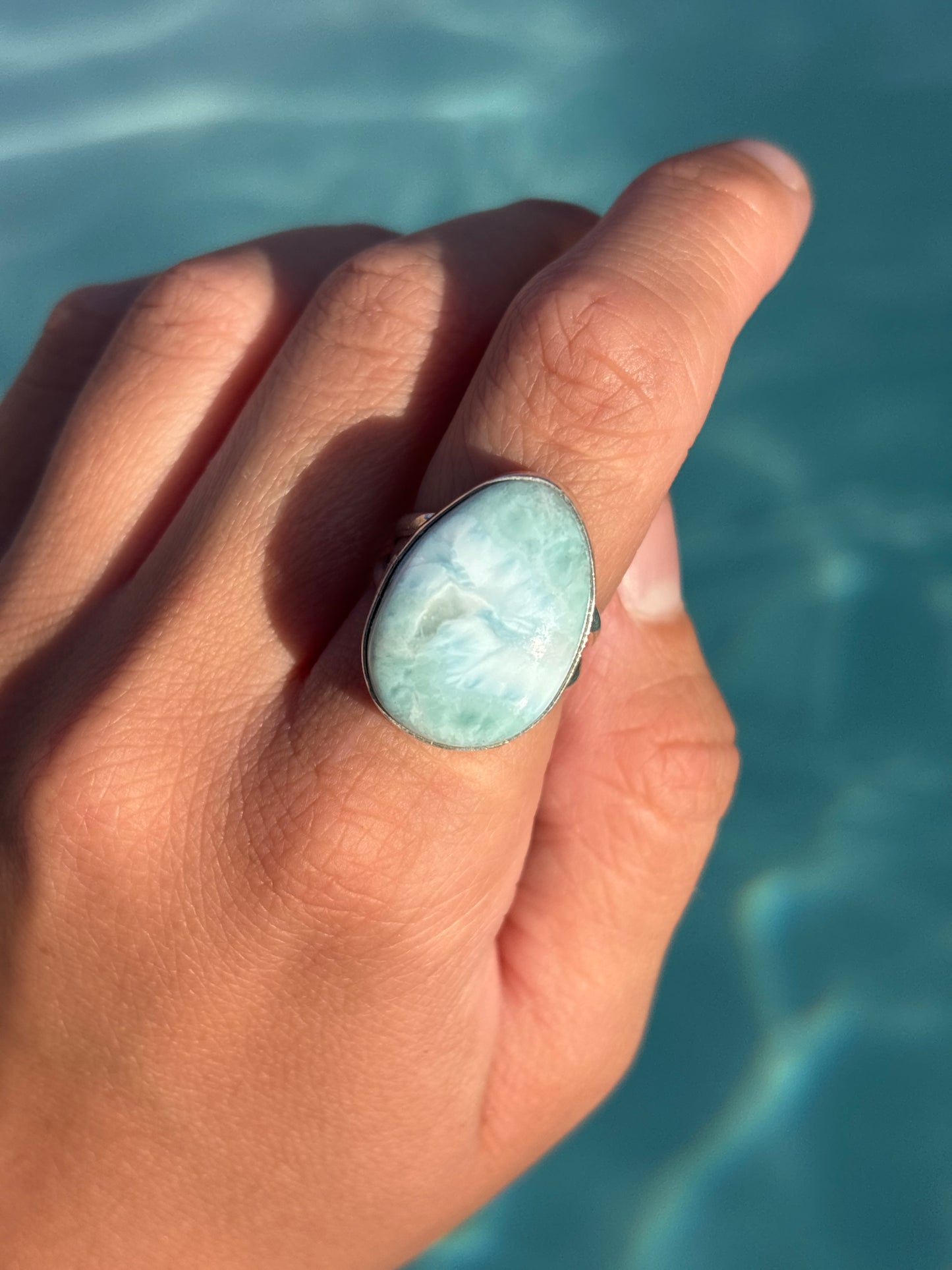Native American, Hand-Made, Larimar & Sterling Silver Ring